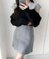 Two-Tone Shoulder Cutout Knit Top